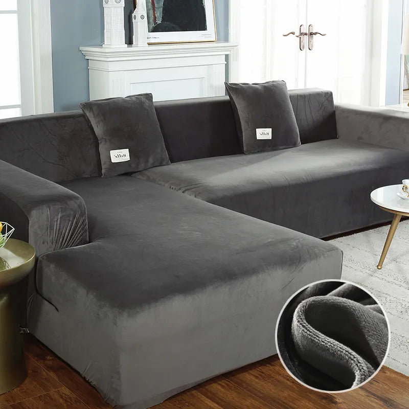 Capa PlushLux para Sofá em L/Chaise Lounge